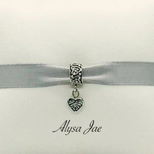 Antique Heart Dangle European Bead, Antiqued